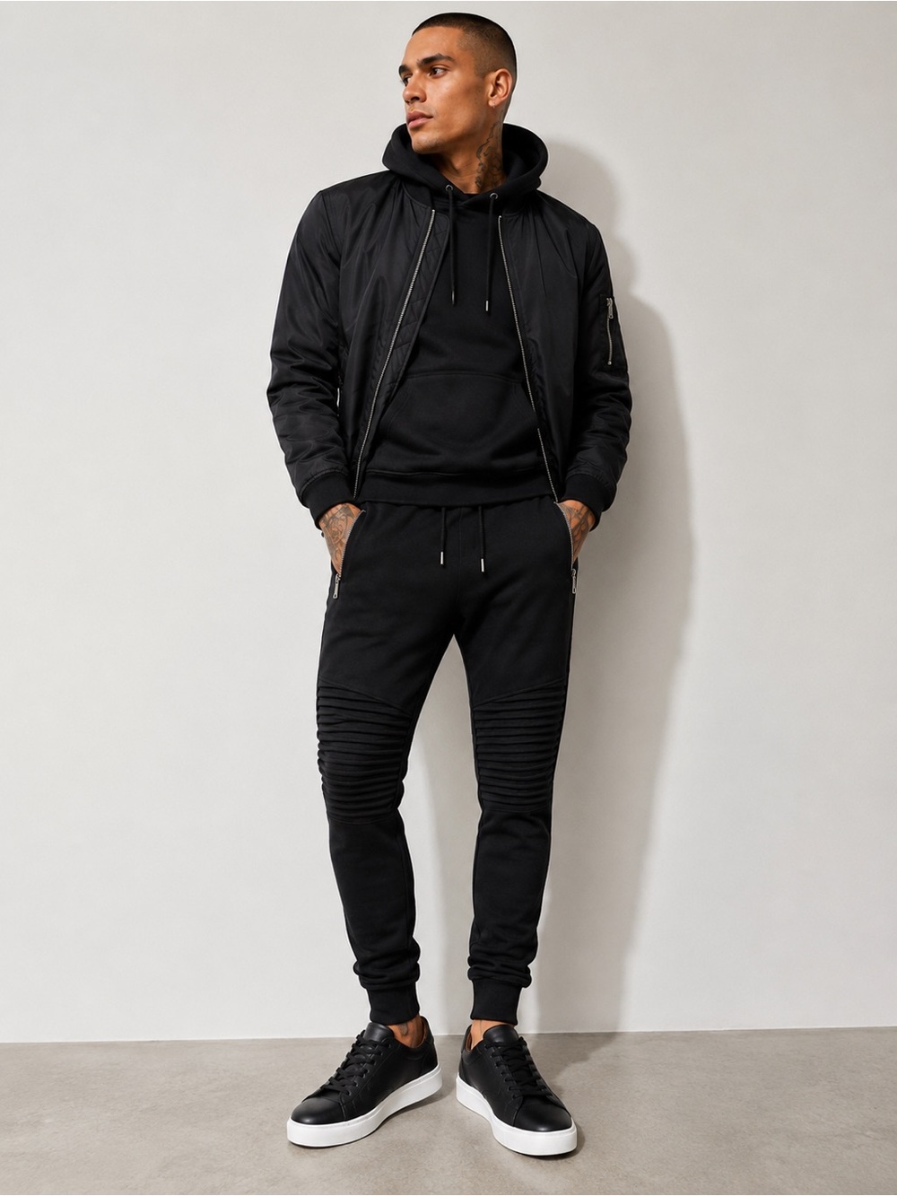Primark Men’s Black Moto Biker Jogger Pants XS NWT